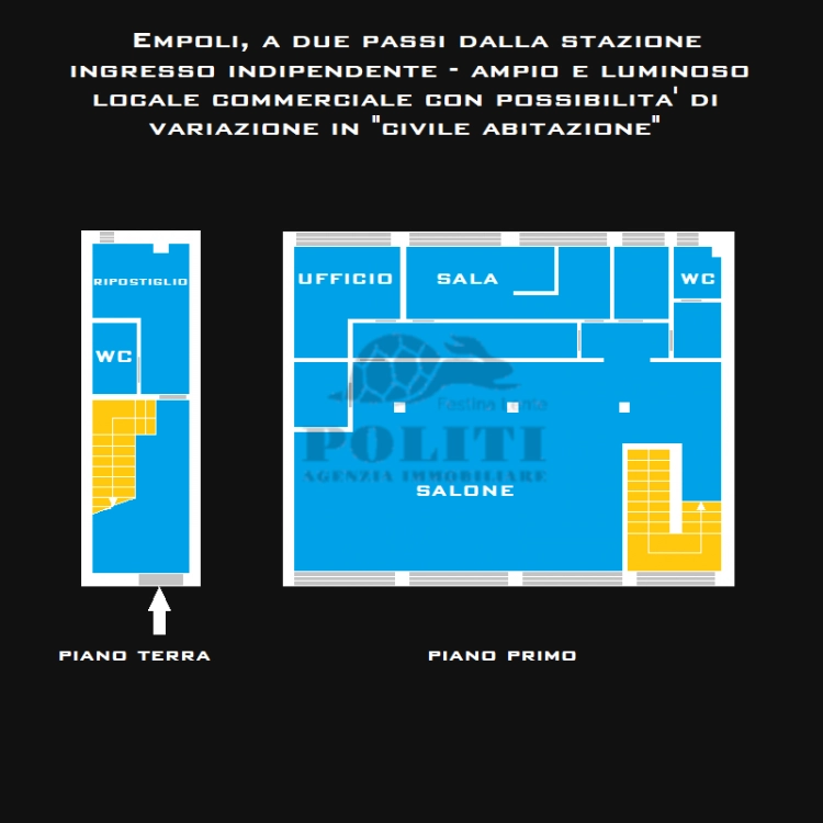 empoli fondo commerciale al piano primo con possibilità di variazione in civile abitazione