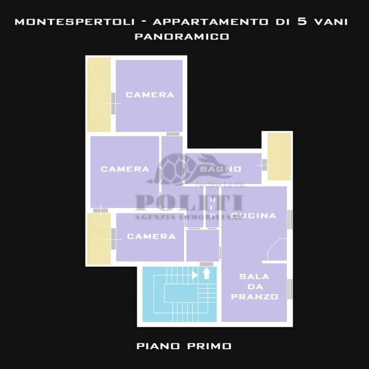 montespertoli planimetria di un appartamento di 5 vani in vendita