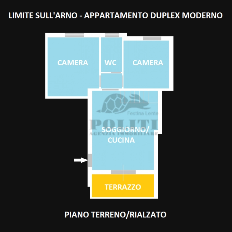 limite sull'arno planimetria al piano terreno rialzato di un appartamento in vendita