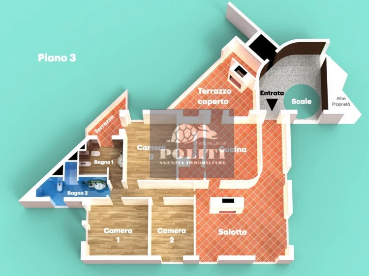 Appartamento signorile luminoso 155 mq frazione San Miniato con tre camere due bagni due terrazzi ascensore e garage privato