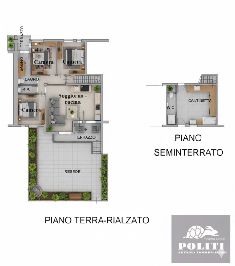Vinci in zona silenziosa casa di cinque vani con ingresso singolo